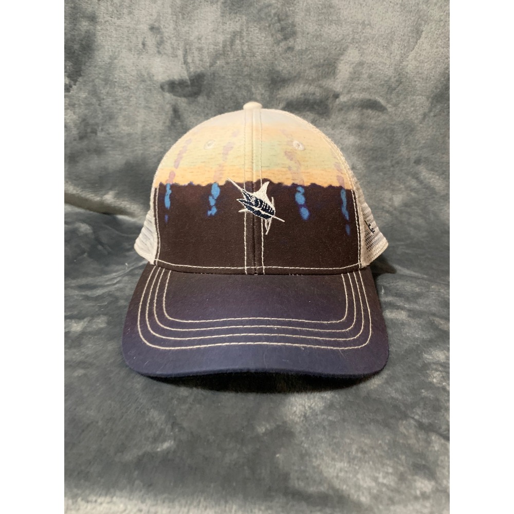 Guy Harvey Trucker Hat Unisex OSFA Marlin Sunset Navy Blue AFTCO  Fisherman